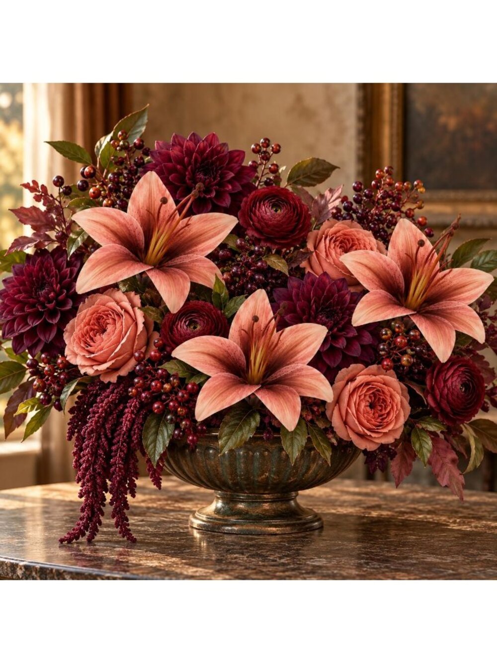 Set of 5 Peach Artificial Lily Stems 8 Inch Blush Terracotta Faux Flowers - Picture 4 of 7